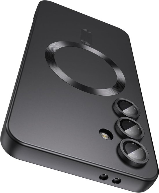 Shockproof siliconen hoesje Samsung S24 FE zwart, schokbestendig, magneet, camera- en schermbescherming