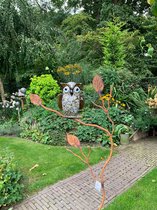 Flamingo tuinbeelden en sculpturen, metalen vogels tuin kunst buiten standbeeld, set van 3 grote roze flamingo gazonornamenten voor thuis, terras, achtertuin (klein