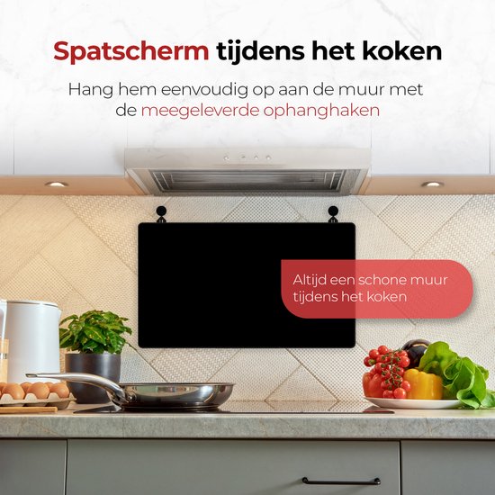 KitchyMist Inductie Beschermer 90x52 cm - Zwart Effen - Kookplaat Beschermer - Afdekplaat voor Kookplaat - Inductie Mat - Spatscherm Achterwand Keuken