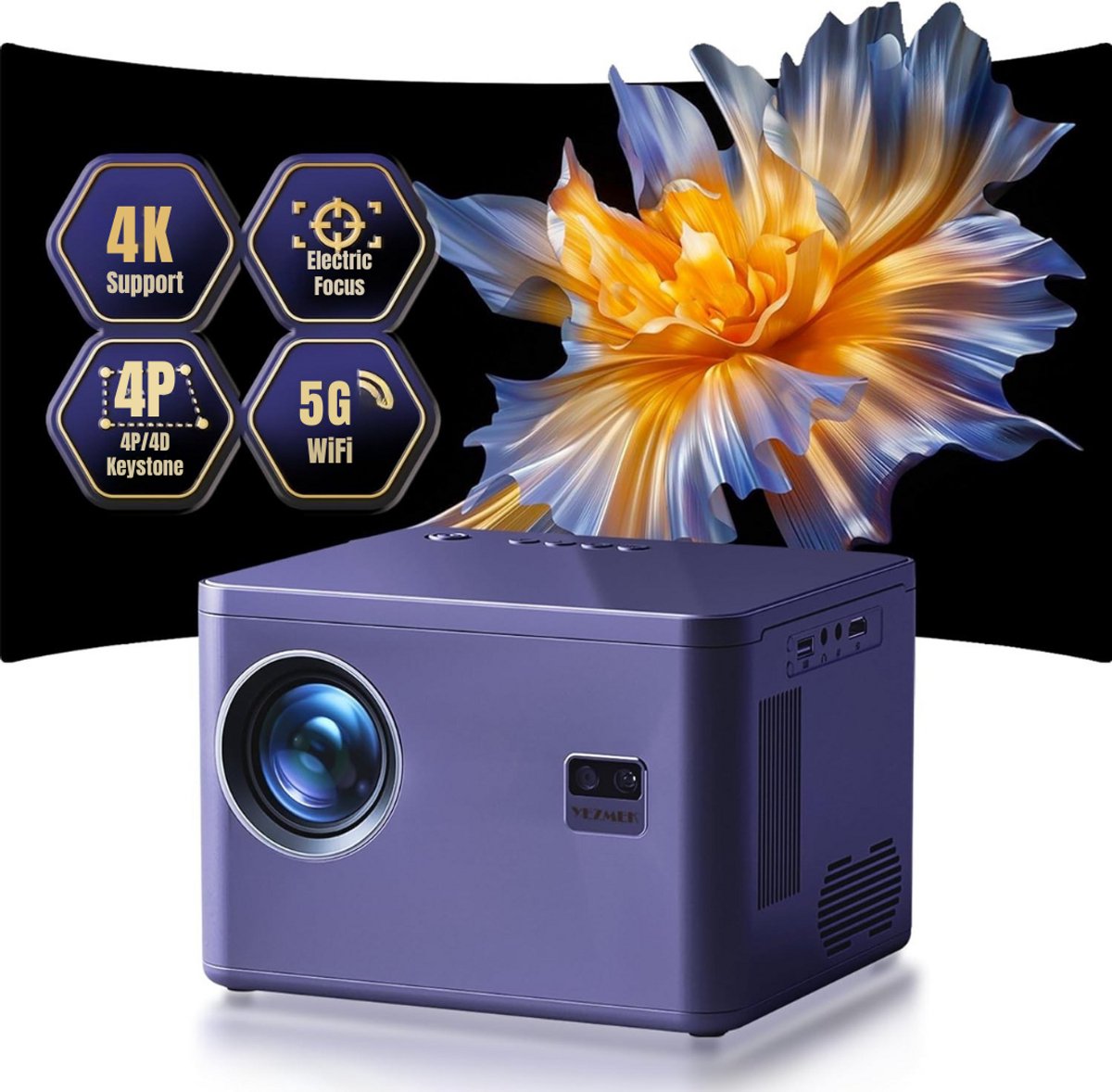 SCH® Draagbare beamer - Beamer - Projector - Mini Beamer - Grijs - 19cm x 16cm x 13cm