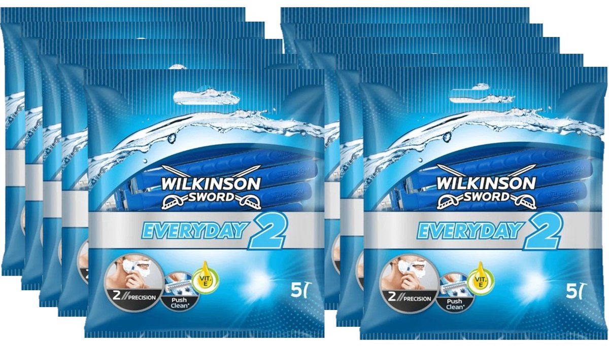 Wilkinson Sword Scheermesjes - Essentials 2 For Men - 10 x 5 Stuks - Voordeelverpakking