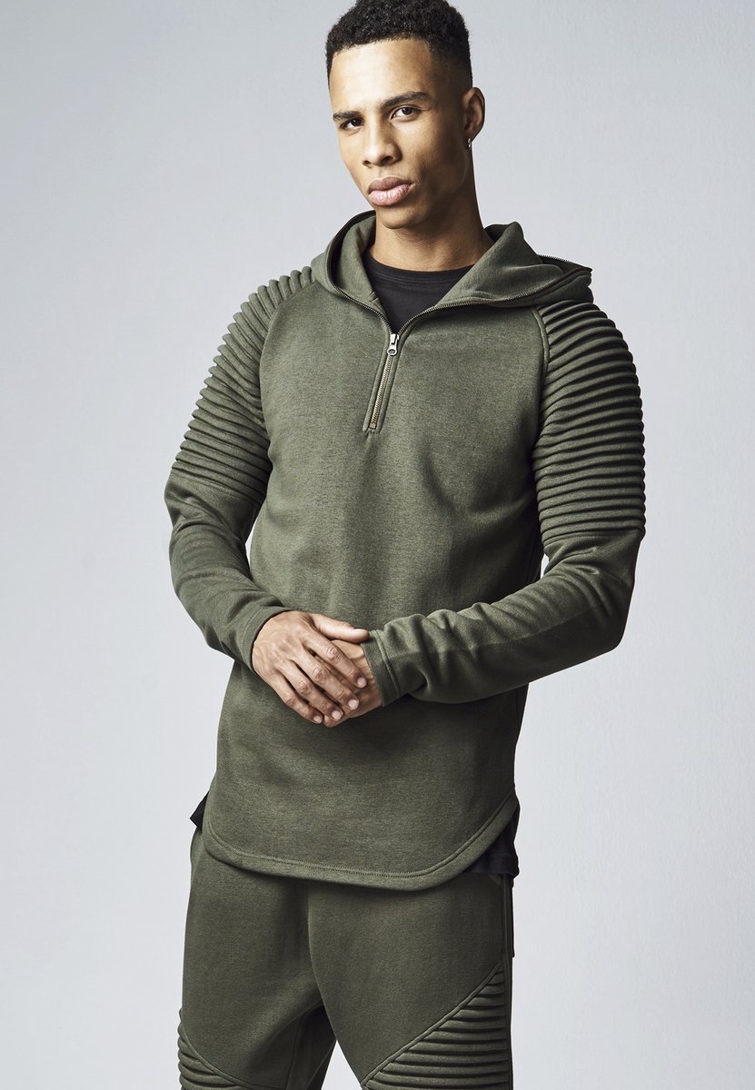 Urban Classics Pleat Sleeves Terry HiLo Hoodie/trui M Groen