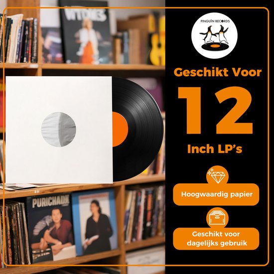 LP beschermhoezen - LP hoezen - Antistatische voering binnenhoes - 25 stuks - LP binnenhoezen - Wit - 80 gram - Vinyl hoezen