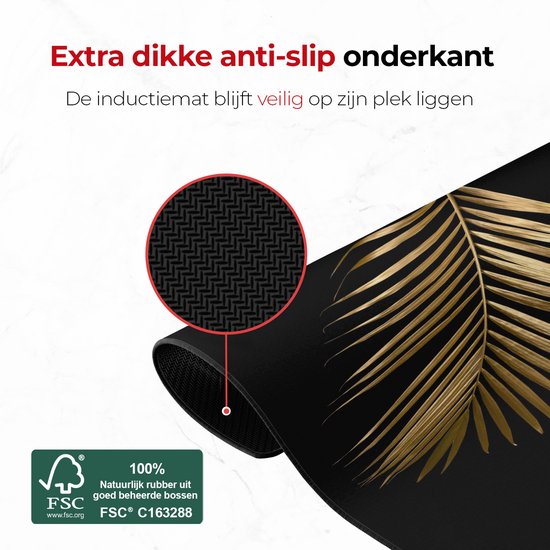 KitchyMist Inductie Beschermer 80x52 cm - Gouden Bladeren - Kookplaat Beschermer - Afdekplaat voor Kookplaat - Inductie Mat - Spatscherm Achterwand Keuken