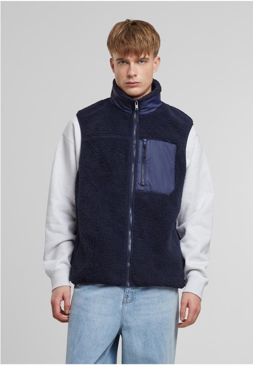 Urban Classics Sherpa Mouwloos jacket XXL Donkerblauw
