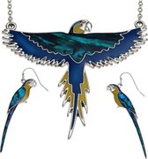 Tide Jewellery Paua Shell - Vogel Collectie - Blue Macaw / Ara Papegaai Set