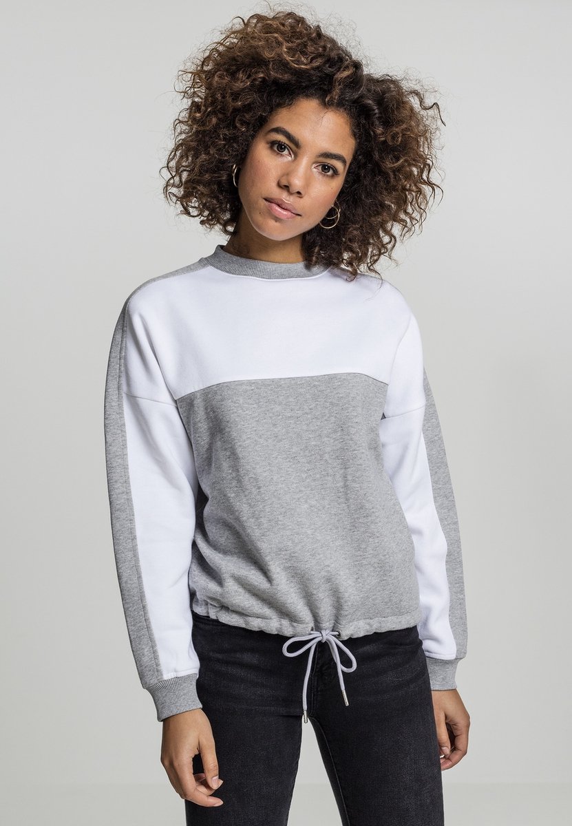Urban Classics OVersize 2-Tone Stripe Crew Sweater/trui S Grijs