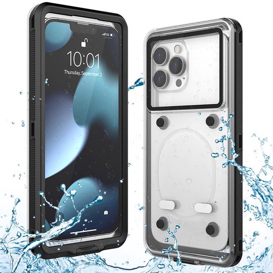 ANMI® Waterdichte Telefoonhoes IPX8 - Onderwater Case voor Snorkelen en Duiken - Universeel 5,8 tot 7 inch - iPhone en Samsung - Met Lanyard - Zwart