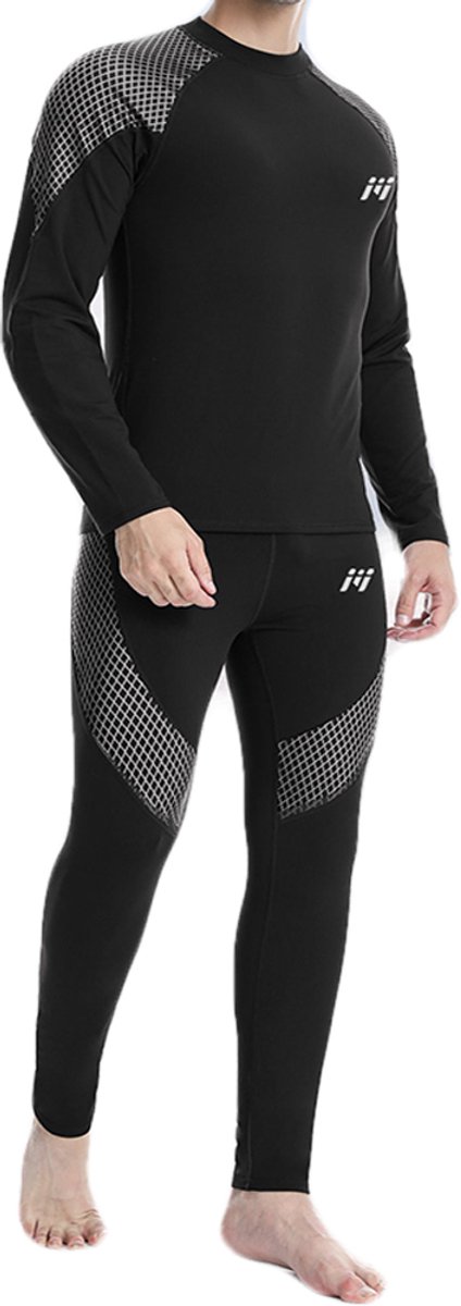 VIMOSE Thermoset - Thermo Ondergoed Heren -Thermo Kleding Set - Thermoshirt en Thermobroek Antraciet -Zwart-L