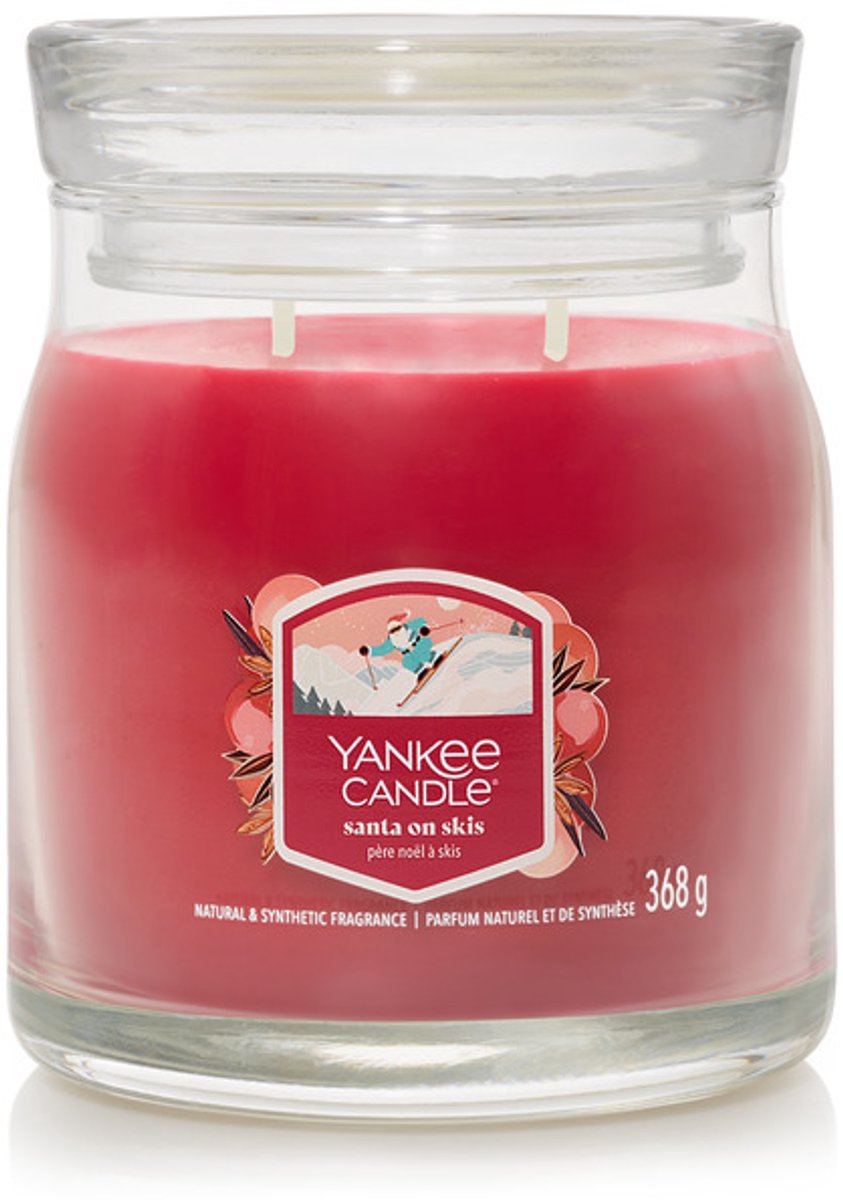 Yankee Candle - Santa on Skis Medium Jar Geurkaars - 50 branduren - twee lonten