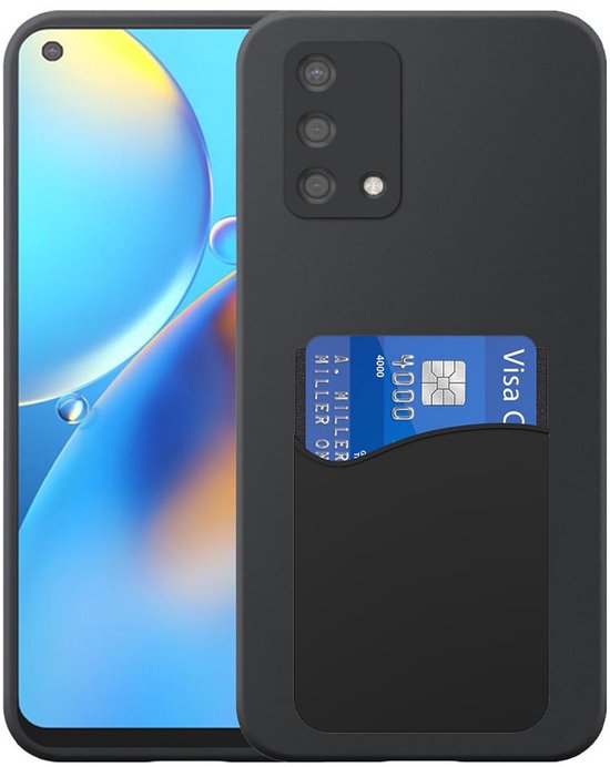 Étui de protection arrière Flexible en Siliconen Siliconen avec porte-cartes en silicone pour Oppo A74 4G - Zwart - Smartphonica