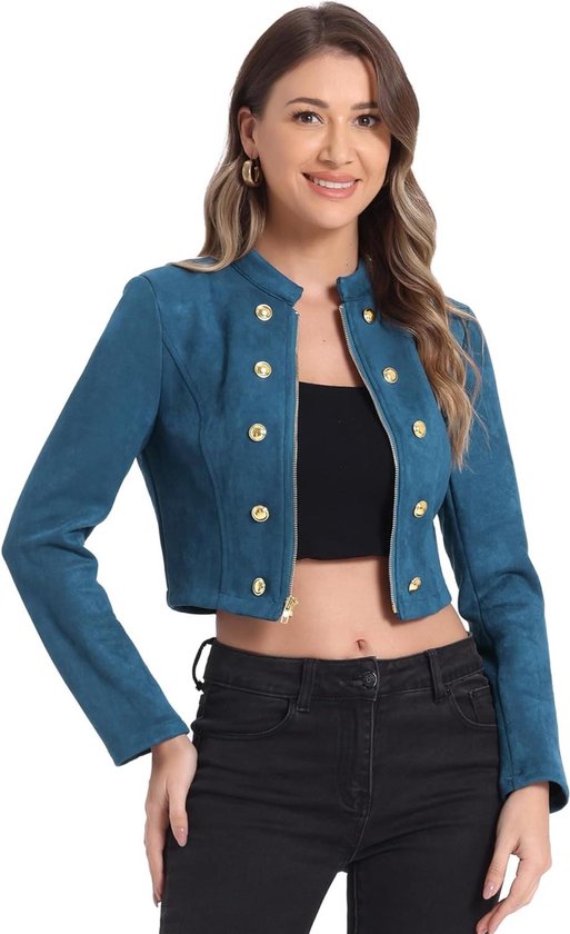 Dames bomberjack met rits, opstaande kraag, cropped jack, casual, lange mouwen, lichtgewicht jacks met zakken