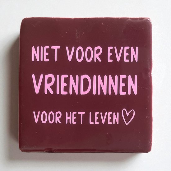 Hip Tegeltje met tekst-Niet voor even Vriendinnen voor het leven-Bordeauxrood-Spreuk-Cadeau-Geschenk-Gift-Kado-Vriendin-Zomaar-Lief-Verjaardag-Sint-Kerst