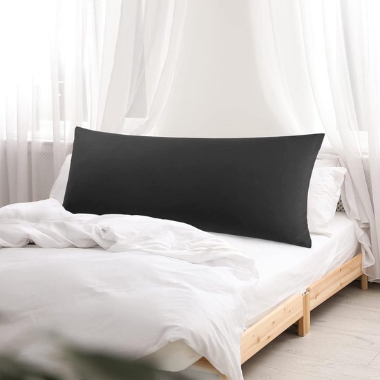 PiccoCasa Set van 2 kussenslopen, 100% microvezel, zijslaapkussen, overtrek, 50 x 160 cm, decoratieve overtrek, kussenhoezen met ritssluiting, lichtgrijs