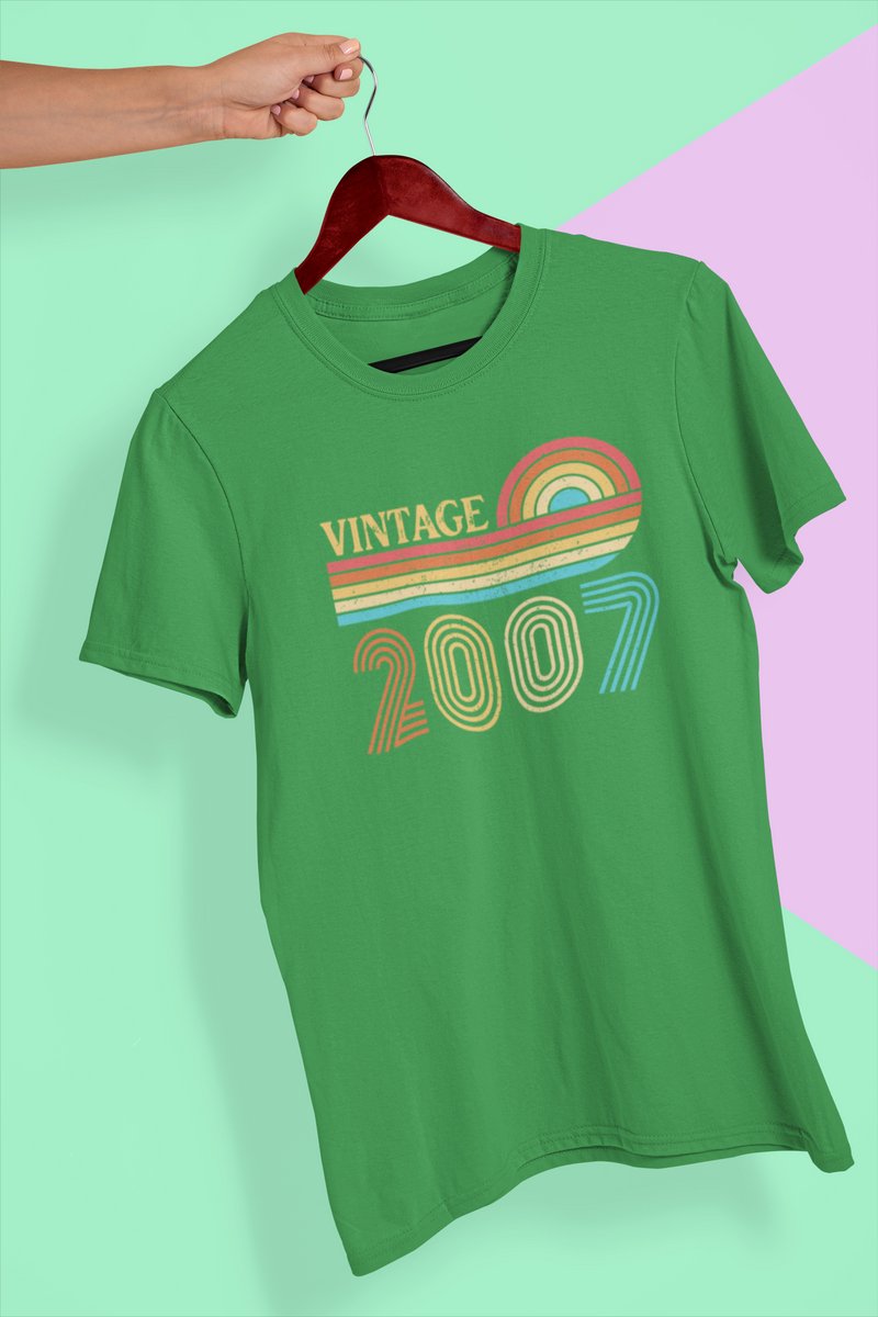 2007 Jaar Groen T-shirt Heren - Maat M - Retro Vintange - Verjaardag Cadeau Mannen - Limited Edition