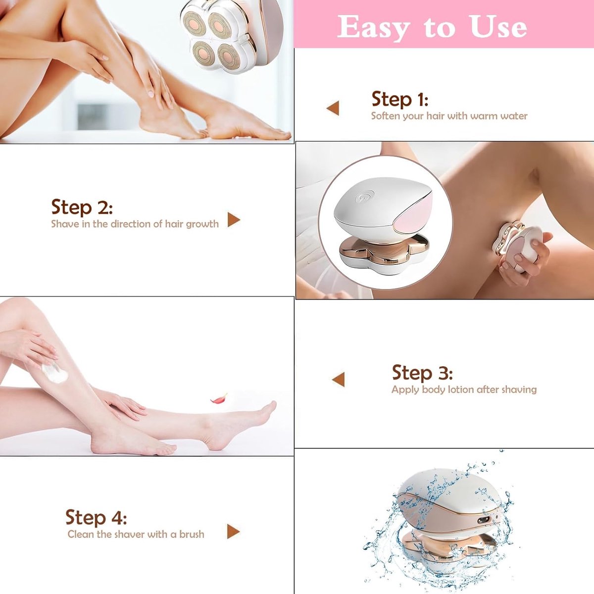 Elektrisch scheerapparaat voor dames, draadloos, pijnloos, - afbeelding 2