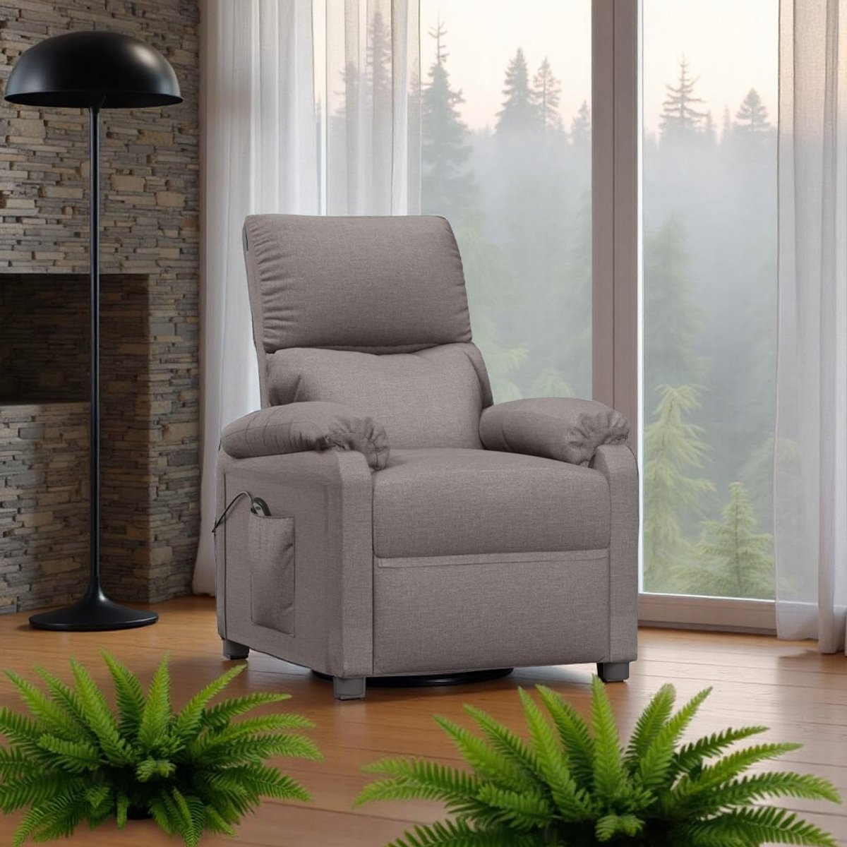 Afbeelding 2 van Industrialhome Luxe Elektrische Relaxfauteuil Taupe