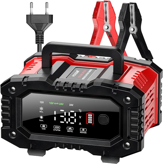 EAFC Auto-acculader 20A - 10A 12V - 24V Volledig automatische slimme lader 300W - 150W Pulsreparatie voor AGM GEL WET loodzuurladen - Sinterklaas cadeau auto