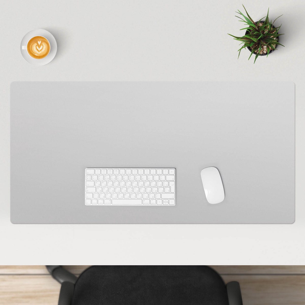 Wallfluent - Neutraal porselein Bureau Onderlegger - 100x50 cm - Grijs Onderlegger Bureau - Pastel- en aardse kleuren Computer Mat - Bureau Pad - Slaapkamer Decoraties - Bureauonderlegger
