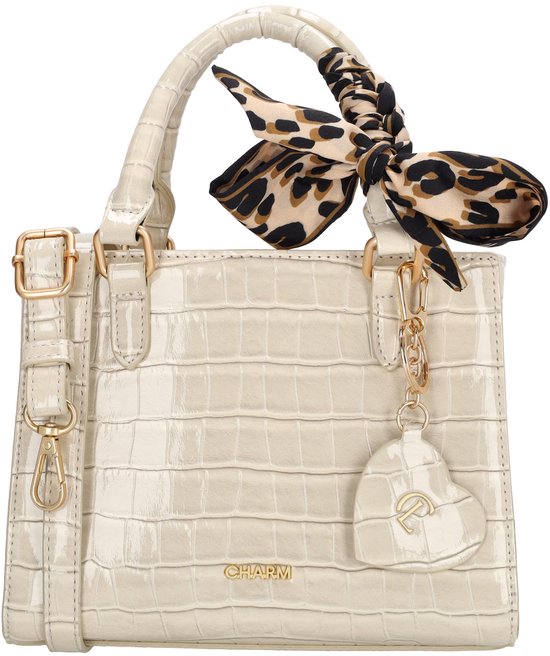 Sac à main Charm London Knightsbridge - Sac bandoulière - Cuir Laque - Crocodile - Beige