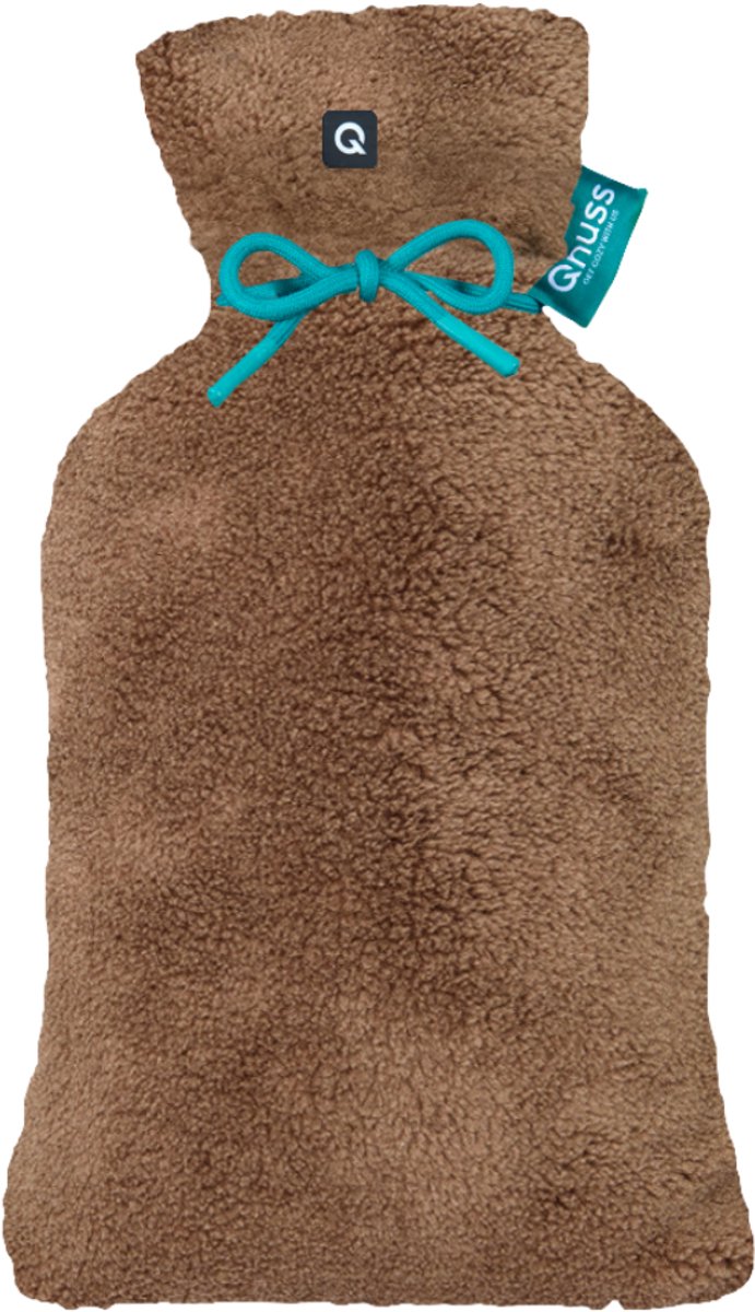 Qnuss Elektrische Kruik XL - Duurzaam & Draadloos - Oplaadbaar - Infraroodwarmte - Waterkruik - 40x20 cm - Bruin - Inclusief Powerbank