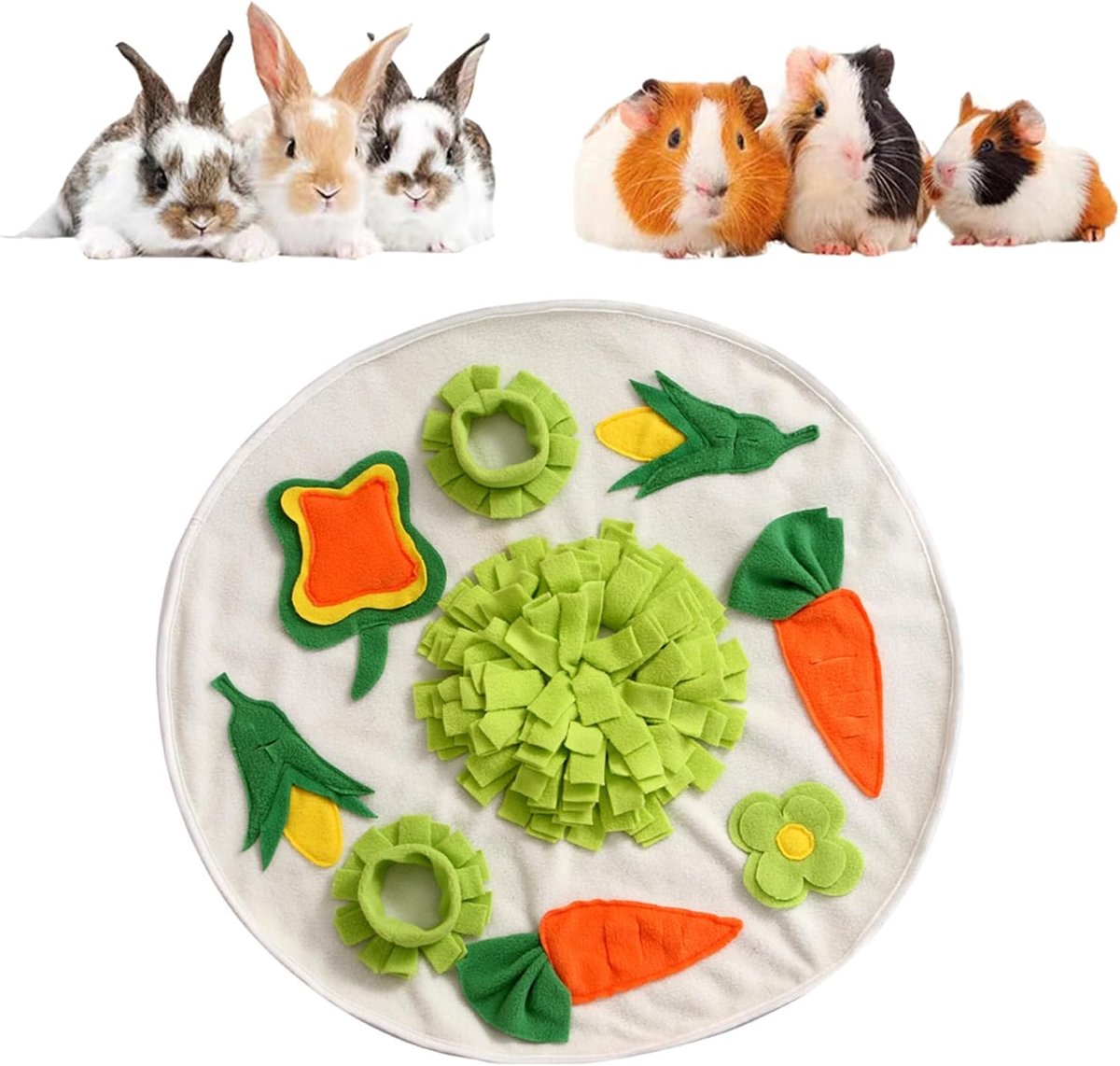 Snuffelmat-likmat- interactieve Trainingsmat- Konijnen snuffeltapijt -snuffelmat Konijnen-snuffelmat konijn-snuffelmatten-snuffelmat wortel-snuffelmat voor Konijnen-snuffelmat knaagdier-Mentale Stimulatie en Speelplezier-58x58cm