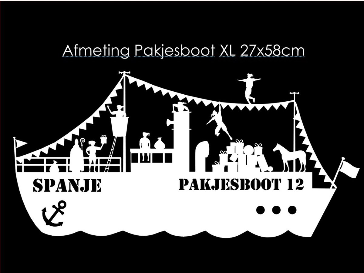 Raamsticker Sint pakjesboot XL Wit