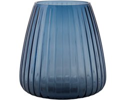 XLBoom DIM 2.0 Small Blauw – Mondgeblazen glazen vaas met streeppatroon – Verkrijgbaar in Green | Blue | Grey – Tijdloze design vaas door Ann & GJ