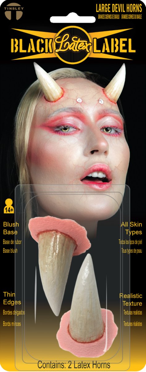 Tinsley Black Label Latex Grote Duivel Hoorns voor bij Halloween Kostuum Volwassenen - Latex