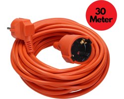 Verlengsnoer 30 meter – Verlengkabel buiten voor max. 3680 Watt – Verlengsnoer buiten IP20 – 3 x 1,0 mm² - Oranje