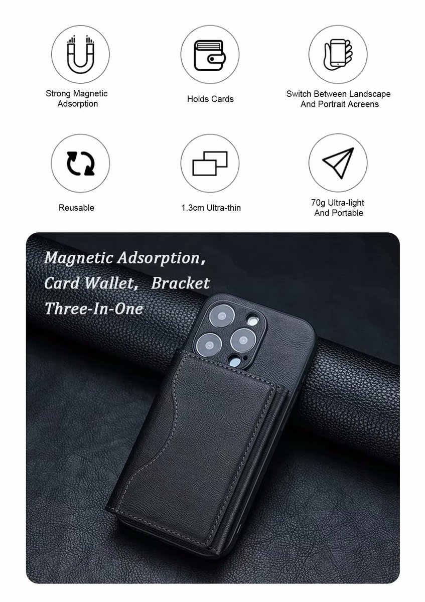 MagSafe magnetische wallet pasjeshouder iPhone 12-17 (excl. Mini) leren portemonnee met RFID en standaard khaki - Afbeelding 5