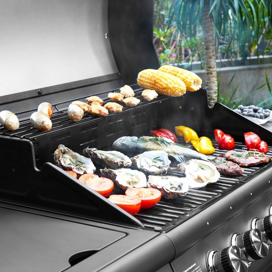 TAINO RED 6+1 gasbarbecue - BBQ grillkar branders zijbrander zwart — afbeelding 3