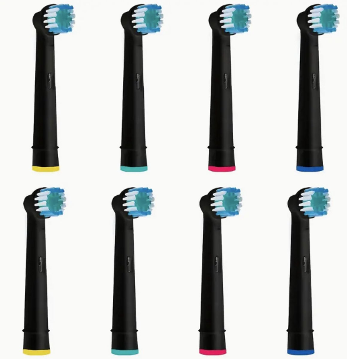 Vervangende Opzetborstels voor Oral-B - Zwart – 8 stuks – Zachte Borstels – Compatibel met gangbare Oral-B modellen
