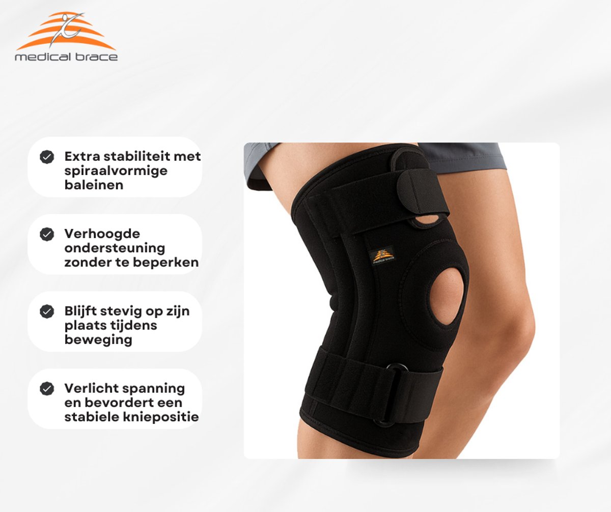 Kniebrace Medical Brace Neopreen met baleinen knie omvang 31 - 38cm - patella luxatie ligament letsel - vocht in knie — afbeelding 3