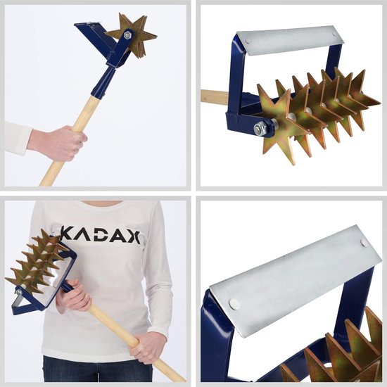 KADAX Sterfrees met wiedemes met houten steel, cultivator, tuinfrees, rolcultivator, kruimelaar voor het losmaken van de grond, bebouwer, rolhak (met 6 sterren, houten steel) van Merkloos	 — afbeelding 4