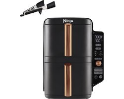 Ninja Double Stack XL Airfryer (SL400EUCP) – 9,5L – Verticale Airfryer met 2 Lades & 4 Bereidingsniveaus – Ruimtebesparend – 6 Functies – Incl. Tang – 8 Porties