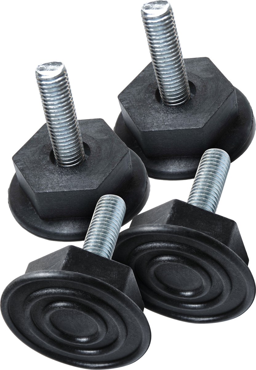 4x Dparts stelvoetjes - M10 x 35mm - vaste stelschroef - stelvoeten - verstelbaar stelvoet - verstelbare pootjes - stelpootjes - stelpoot o.a. voor wasmachine en droger
