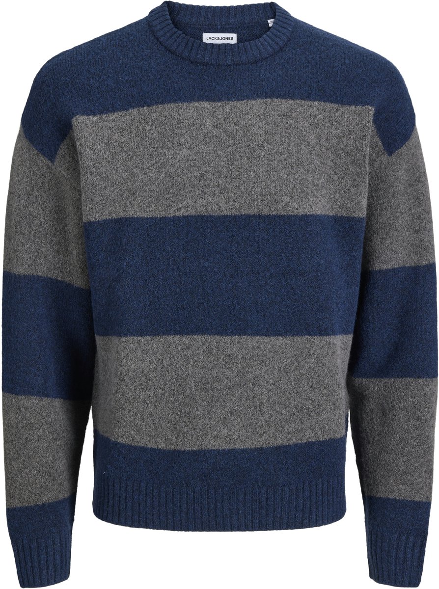 JACK & JONES Soho ollie knit crew neck regular fit - heren pullover wolmengsel met O-hals - blauw (navy blazer lgm)