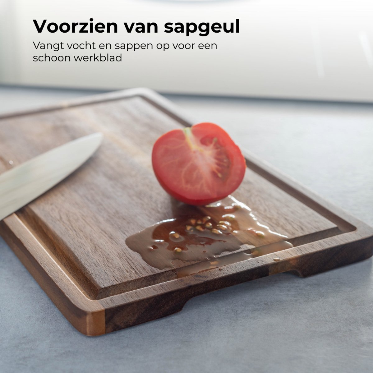 Houten snijplanken voor keuken, grote snijplank set van 4, houten snijplanken met sapgroeven, snijplank voor vlees, groenten, Easy Grip handvat (dubbel 17x12, 12x9, 30,5 x 20,3 cm