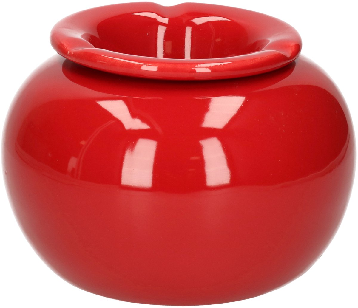 Atmosphera Storm asbak - van keramiek - 16 x 10 cm - diep rood - Buiten - asbakken