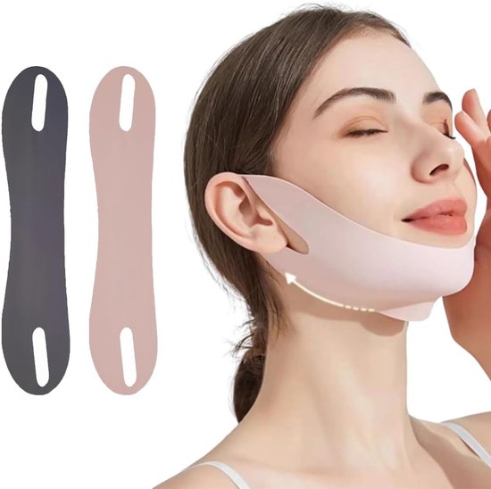 Masque réutilisable en forme de V, 2 pièces pour éliminer le relâchement cutané, raffermissant, lifting, anti-rides, ceinture amincissante pour le visage