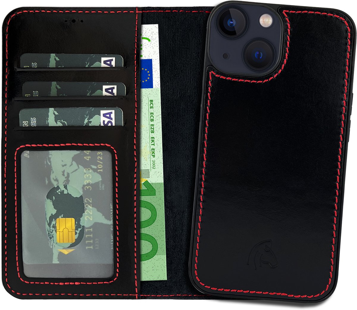 Pulledro voor iPhone 13 leren Uitneembare hoesje met verstelbare stand in Reȸlack