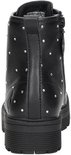 Achterkant van zwarte Skechers laars met studs en rits.