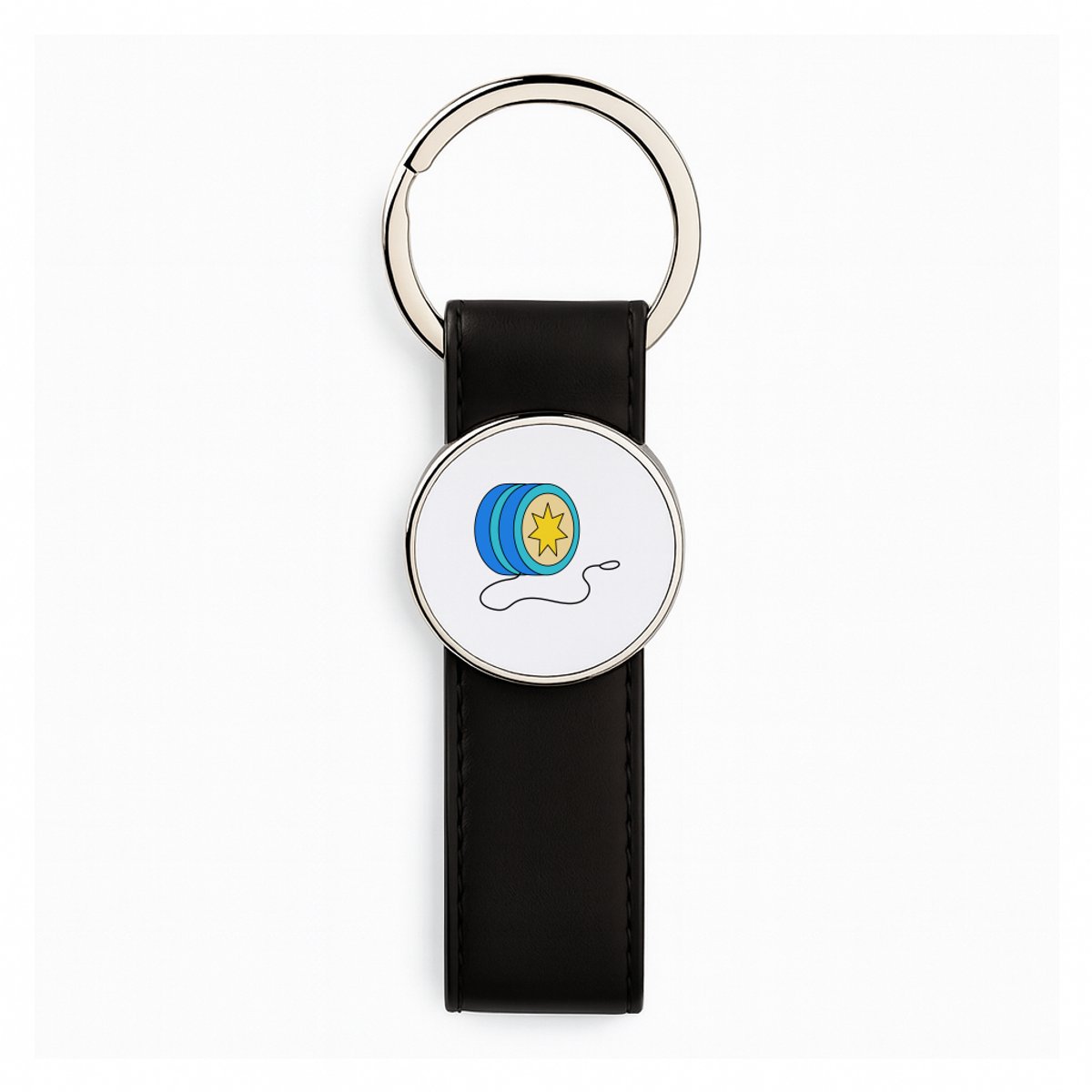 Hacebo® - jojo Zwart lederen sleutelhanger - Kind - kinderen - sleutelhangers - speelgoed - cadeau - sport - sleutelhanger - 3 x 10.5 CM