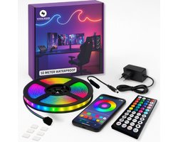 Evura Goods - Led strip 10 meter - Waterproof IP65 - RGB - Kerstverlichting - afstandsbediening & telefoon app - Led strip waterdicht - dimbaar - buitenverlichting - timer & muziek modus - Led Lights - smarthome - tuinverlichting - binnenverlichting