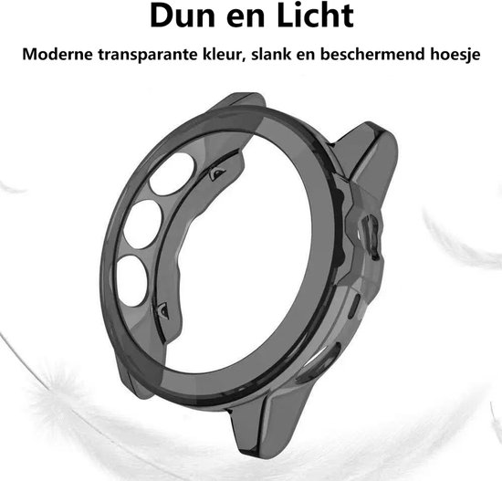 Transparante zwarte, slanke en beschermende TPU smartwatch case, dun en licht.