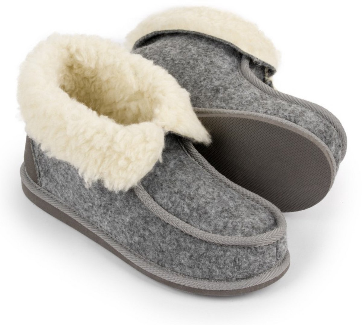 LuLu- Vilten sloffen met omslag - Hoge Wolvilt sloffen - flexibele antislip rubberen zool - voor Dames en Heren - Maat 40 — cadeau in Mode & Accessoires - foto 8