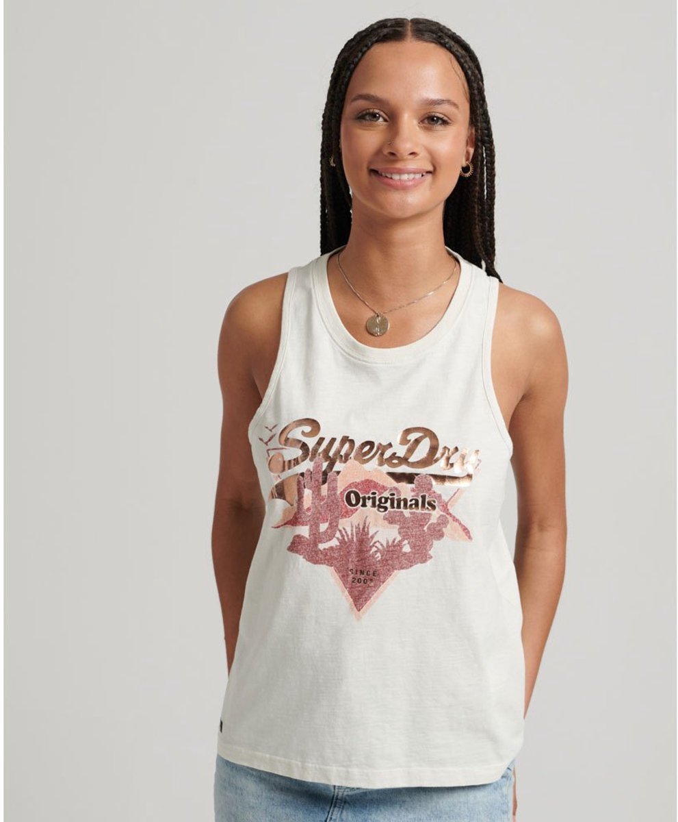 Superdry Vintage Logo T-shirt met tekst Dames Vesten Wit