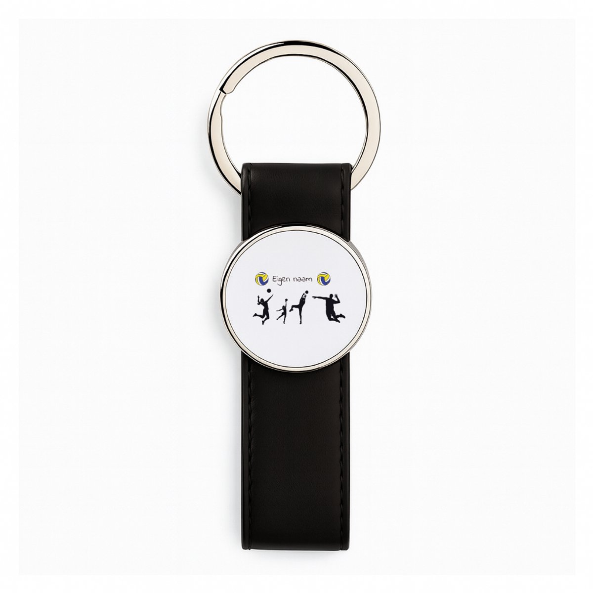 Hacebo® - Voetbal met naam - Zwart lederen sleutelhanger - Voetbal - Voetbal fans - sleutelhangers - Cadeau - Verjaardag - Geschenk - Gepersonaliseerd - sleutelhanger - 3 x 10.5 CM