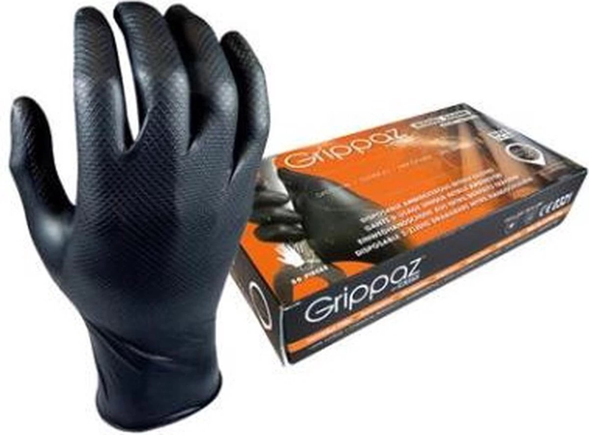 M-Safe 246BK Nitril Grippaz handschoen - zwart - maat M - 50 stuks